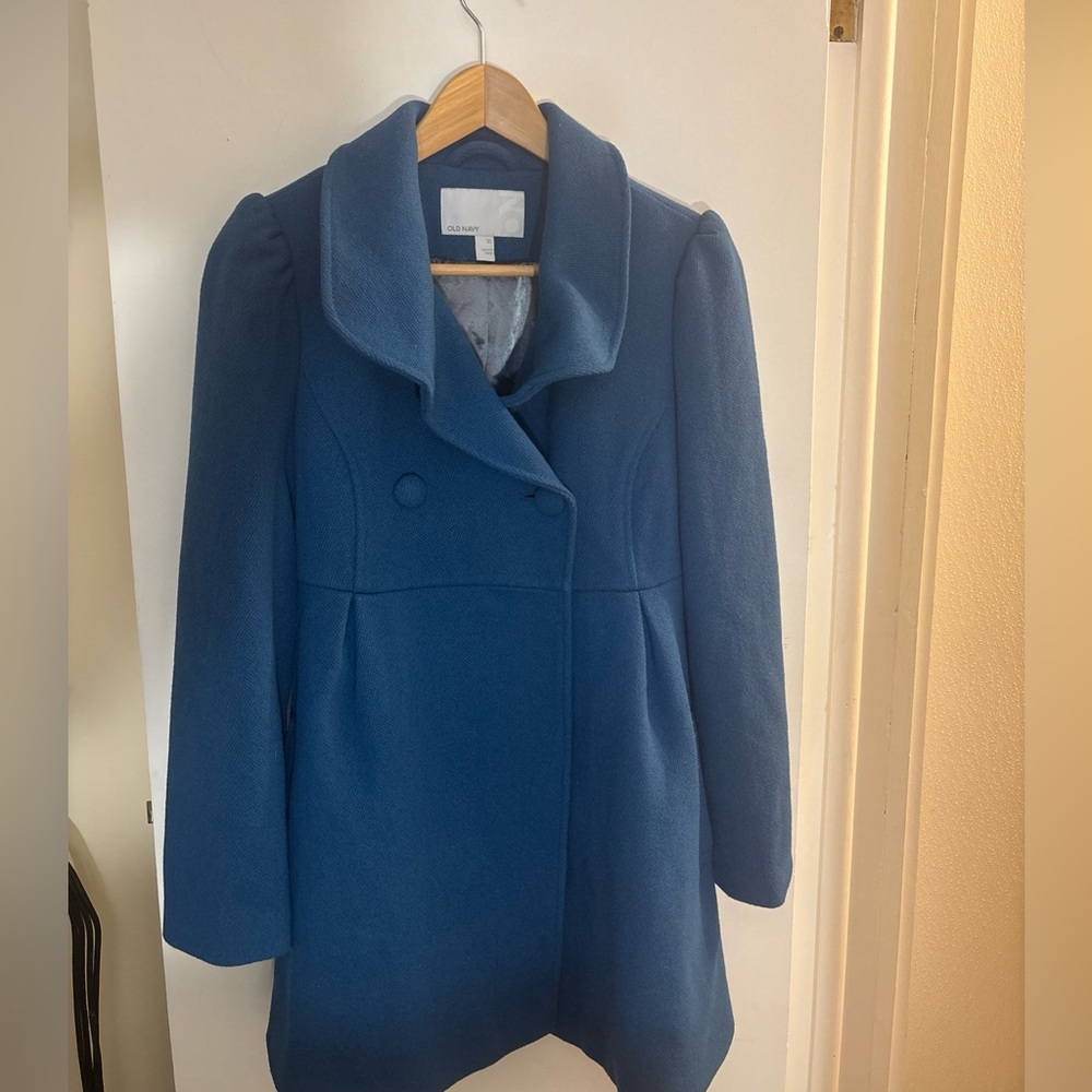 Old Navy Coat Womens XS Double Breasted Blue Wool Blend Old Money Classy Easter